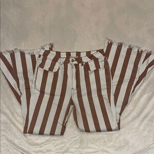 Striped Brown and White Women's Jeans